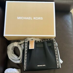 Michael by Michael Kors small crossbody black with silver hardware nwt and box